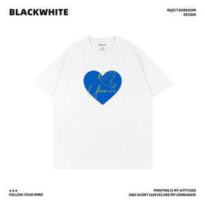 Camiseta de algodón para hombre, color blanco y negro, manga corta, talla L, transpirable, para verano - Product Image 5