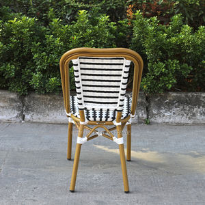 Franse Buitenstoel van Bamboe-look Bistro Rattan, Stapelbare Eetkamerstoel van Wicker - Product Image 3