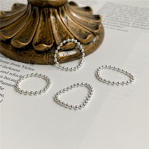 Anillo de Plata de Ley S925 con Cuentas de la Suerte para Mujer, Estilo Coreano Minimalista, Moderno y Creativo, Anillo Redondo con Cuentas, Venta al por Mayor - Product Image 3