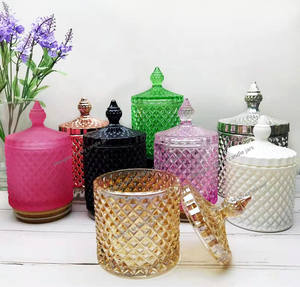 Barattolo di Lusso in Vetro Dorato per Candele, Contenitore Vuoto con Coperchio per Produzione di Candele - Product Image 1