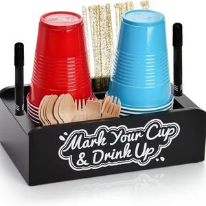 Boîte de rangement pour gobelets jetables avec porte-marqueurs et organisateur de couverts pour les fêtes - Product Image 4