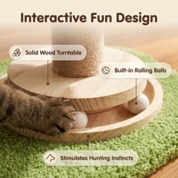 Arbre à chat moderne en forme de palmier, griffoir en bois naturel avec corde en sisal, perchoir en peluche et circuit de balles, pour intérieur, Noël