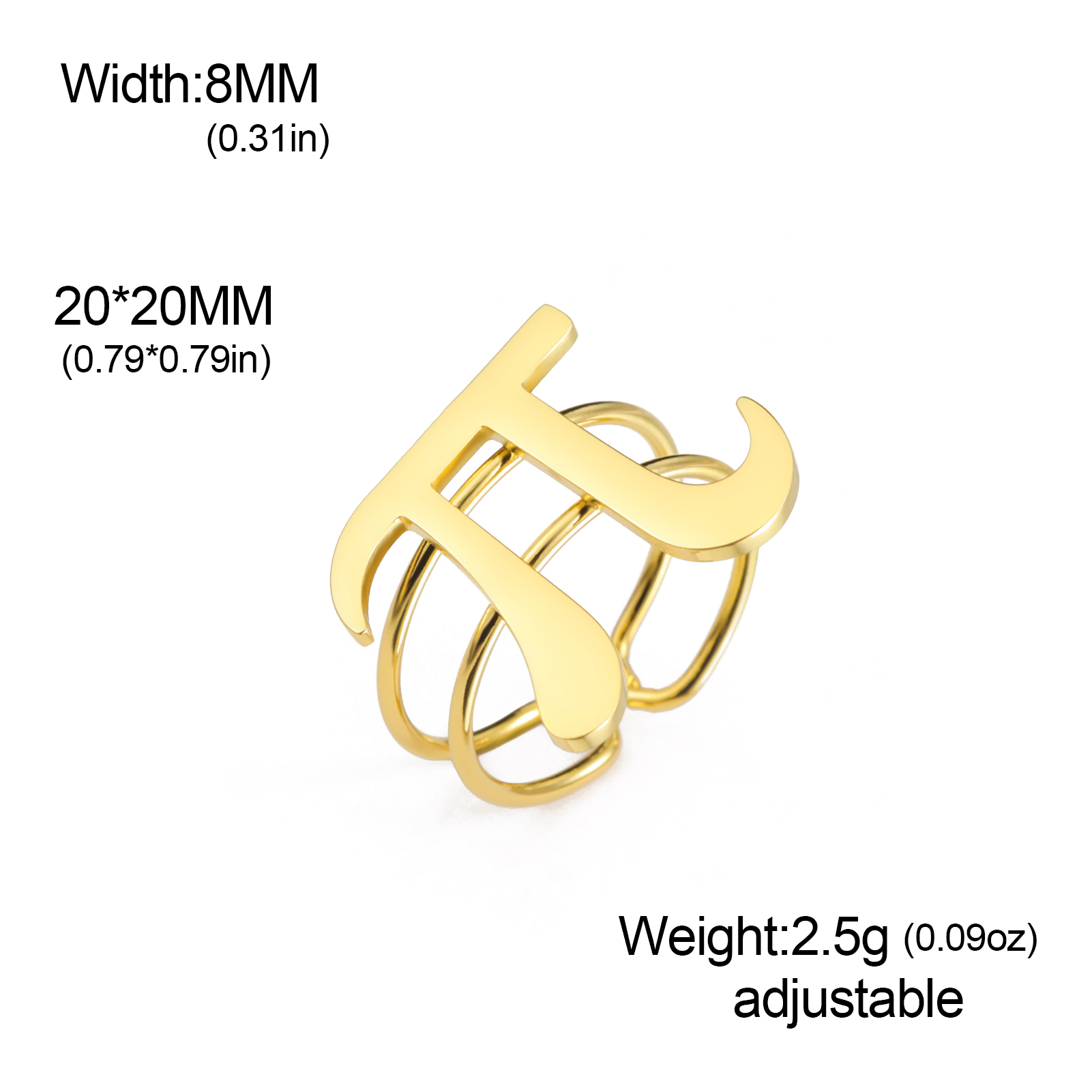 Trendy Stainless Steel PI Math Lovers Ring Gold Plated PI Symbol