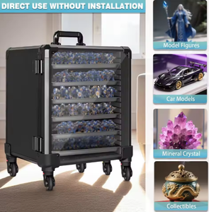 Chariot de présentation en <span class=keywords><strong>aluminium</strong></span> pour figurines, étui de transport roulant pour miniatures, valise à roulettes pour mini-modèles, plateaux verrouillables, anti-odeur pour Warhammer 40K - Product Image 3