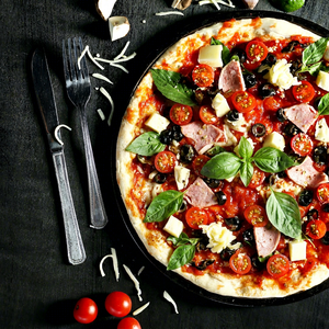 Kitchen Pizza Mould Pan Aluminum ware 8" Baking Pan Round Pizza Tray Round Baking Tray Heat-resistant for Home <b>Pie</b> <b>Tins</b> Black - Product Image 1