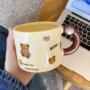 Tasse à café mignonne Kawaii Couple 350ml en céramique avec couvercle et paille en verre - Product Image 6