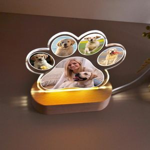 Lámpara LED Nocturna <span class=keywords><strong>Personalizada</strong></span> con <span class=keywords><strong>Foto</strong></span> de Mascota, Collage de Fotos de Patas en Acrílico para Amantes de Mascotas - Product Image 6