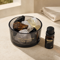 Arovi - Diffuseur d'huiles essentielles en verre noir sans flamme, cristal, longue durée, fraîcheur durable, écologique, parfum d'intérieur, cadeau