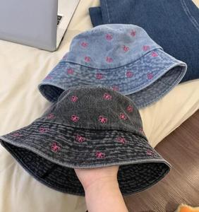 2024 sombrero de cubo de mezclilla bordado con mariposa para mujer moda Casual primavera y verano protección solar - Product Image 3
