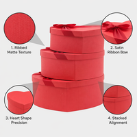 Coffret Cadeau Luxe Personnalisé Rouge Mat en Forme de Cœur avec Ruban en Satin et Fermeture Magnétique pour la Saint-Valentin, Mariage ou Demande en Mariage