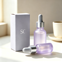 Flacon de sérum de 30 ml avec compte-gouttes noir, boîte personnalisée, flacon d'huile essentielle rechargeable, flacon cosmétique vide mat