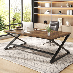 Extra Long Modern <strong>Office</strong> <strong>Desk</strong> Large <strong>Rustic</strong> Industrial Study Work Computer <strong>Desk</strong> for Home <strong>Office</strong> Bedroom Dining Living Room - Product Image 2