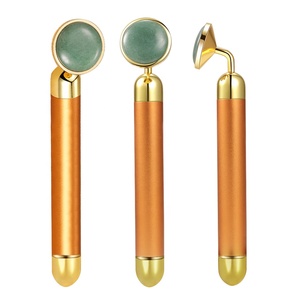 2019 oro belleza energía <span class=keywords><strong>Bar</strong></span> vibración Facial rodillo masajeador eléctrico con Jade cuarzo rosa masaje Facial - Product Image 1
