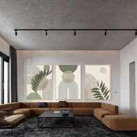 Peinture sur toile écologique moderne de luxe minimaliste nordique, motif géométrique abstrait de plantes vertes, affiche Morandi, style huile sur toile