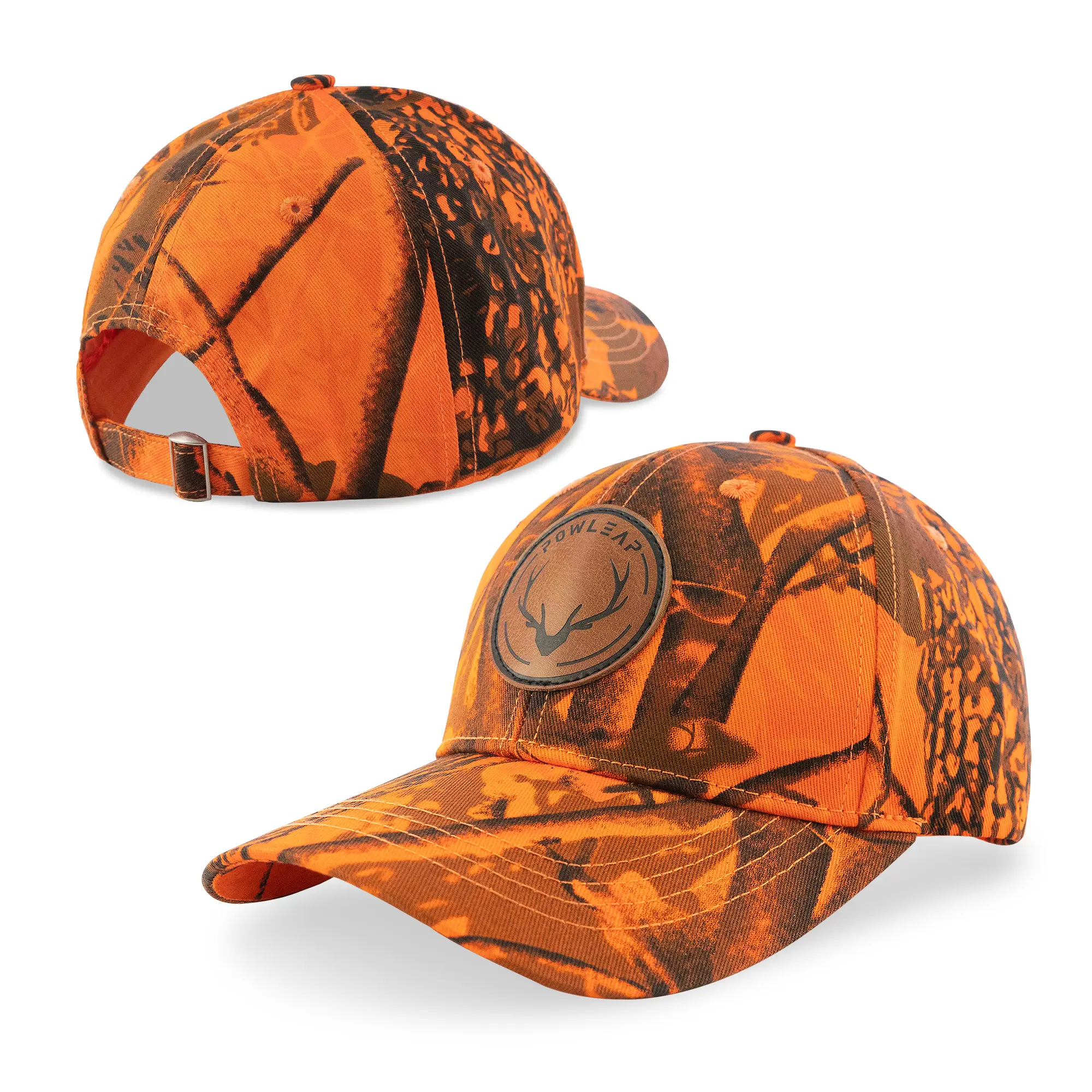 New Series Blaze Orange Camo Hunting Caps UV50+ Vented Lightweight Baseball Caps Trucker Hats For Sale