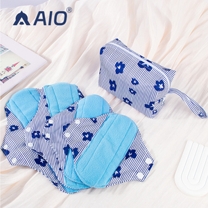 Almohadillas de tela orgánica reutilizables lavables para mujer, 5 unidades/juego, con bolsa húmeda, forro polar, almohadillas sanitarias para traje - Product Image 1
