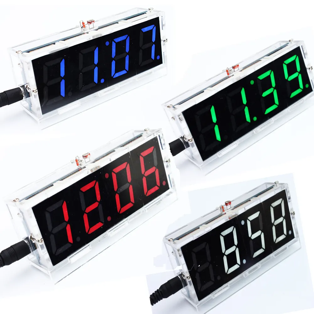 ساعة إلكترونية DIY كيت LED متحكم كيت الرقمية ساعة الوقت ضوء التحكم ميزان الحرارة الأحمر/الأزرق/الأخضر/الأبيض