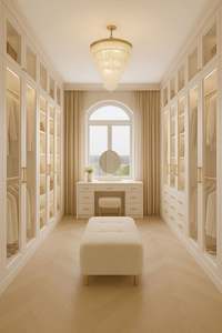 Vestidor Moderno de Lujo |   Armario de Cristal Personalizado de Piso a Techo con Cierre Suave y Tocador con LED - Product Image 6