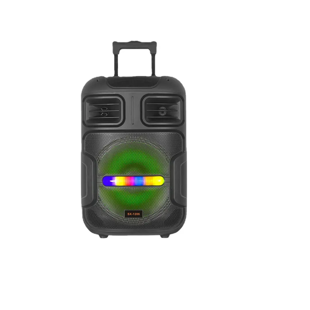 Alto-falante de áudio 8 Polegada LED Recarregável sem fio Sistema de som com Microfone Cartão TF Alto-falante portátil para dança quadrada