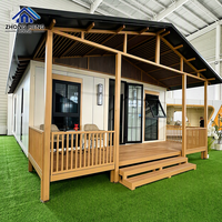 Casa Contenedor Expandible de Lujo de 20 pies/40 pies con Techo a Dos Aguas y Porche Frontal, Villa Modular Prefabricada para Vida en Resorts