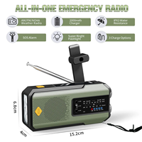 Model portabel Mini engkol tangan Radio Emerncy SOS senter dengan 2000mAh Power Bank Solar & FM/AM Speaker bertahan Kit