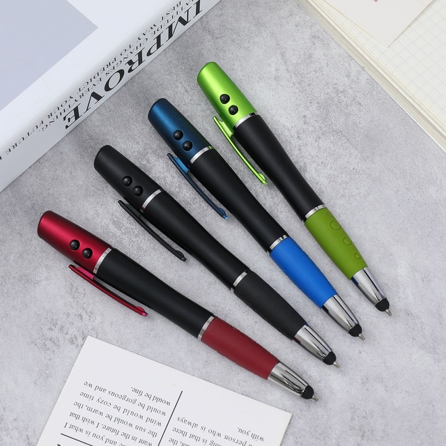 Multifunctional Infrared Laser LED Dual-Light Customizable Metal Light Pen Promotional Gift Touchscreen Rotating Ballpoint Pen