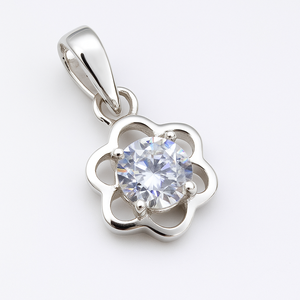 จี้รูปดอกไม้ประดับเพชร CZ สำหรับผู้หญิง เงินแท้ชุบโรเดียม ดีไซน์เรียบง่าย น้ำหนัก 1.75 กรัม เหมาะสำหรับงานแต่งงานและงานปาร์ตี้ - Product Image 3