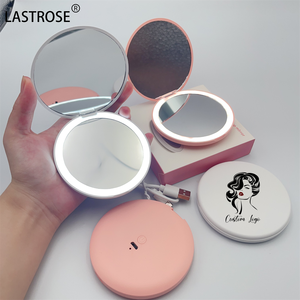USB Sạc Cầm Tay Trang Điểm Gương Nhãn Hiệu Riêng LED Ánh Sáng Hai Mặt Gương Có Thể Gập Lại Túi Có Thể Sạc Lại Nhỏ Gọn Gương - Product Image 1