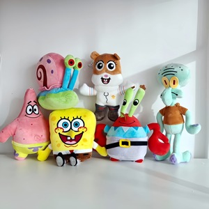 Jouet en peluche <span class=keywords><strong>éponge</strong></span> amusant en forme d'étoile de mer et de crabe de dessin animé, figurine marine miniature de 4 pouces, porte-clés et pendentif de sac à dos - Product Image 1