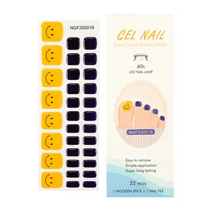 Huizi new Uv gel semi cured gel nail stickers hot selling feet gel nail tips