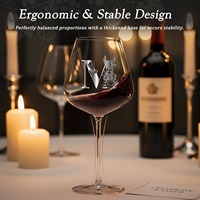 Verre à vin en cristal sans plomb personnalisé avec logo gravé, boîte cadeau avec ruban - Emballage noir de luxe pour mariage/anniversaire