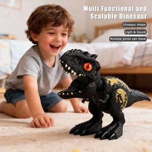 Giocattoli in Plastica a Tema Dinosauro con Luci Brillanti e Suoni, Modello Divertente Espandibile e Restringibile in Stile Q-version - Product Image 2