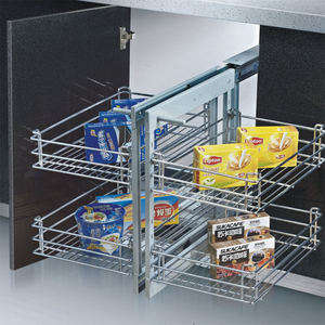 BENE di lusso moderno cromato <span class=keywords><strong>cucina</strong></span> di stoccaggio solido Base morbida-chiusura corridori regolabile magia angolo tirare cestini - Product Image 5