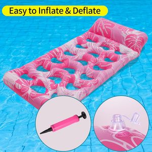 Flotteur gonflable rose en PVC MAKE WAVES avec design perforé 65x27,5 pouces pour adultes – Ludique et relaxant - Product Image 4