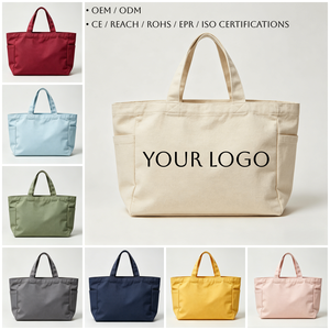 Sacs de courses réutilisables pliables écologiques personnalisés avec logos, sacs fourre-tout en toile de grande capacité pour femmes, pour un usage quotidien - Product Image 1