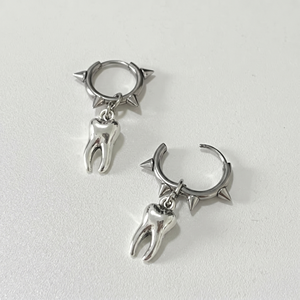 <span class=keywords><strong>Pendientes</strong></span> de Aro de Acero Inoxidable Estilo Punk Gótico, Pequeños, con Diseño de Dientes de Bebé, Joyería Rock Unisex - Product Image 3