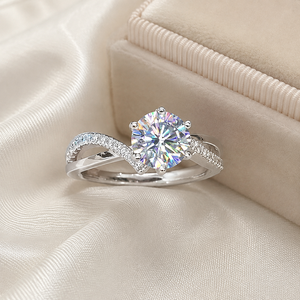 Set di anelli di fidanzamento con zirconi color platino per donna, eleganti gioielli alla moda - Product Image 3