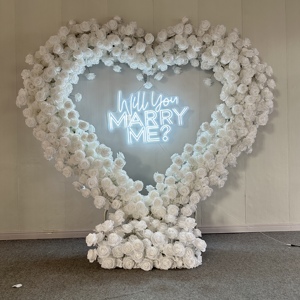 Arco de flores en forma de corazón para bodas Y-HFA146, muy vendido, de 8 pies x 8 pies, arco de flores artificial de lujo, decoración de seda. - Product Image 1
