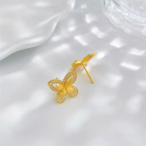 Pendientes de Plata de Ley S925 con Diamantes Cultivados en Laboratorio, Chapados en Oro, con Forma de <span class=keywords><strong>Mariposa</strong></span>, VVS, para Mujer, Joyería Fina, Juego de Pendientes de Plata - Product Image 3