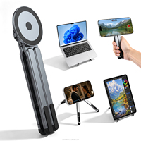 Support pliable personnalisé pour ordinateur portable en alliage d'aluminium, réglable sur 8 niveaux, ergonomique, avec support magnétique pour téléphone – Vente en gros