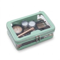 Pochette de maquillage transparente en PU avec fermeture éclair, écologique, tendance, pour voyager, organiseur de sac, trousse de toilette pour femmes, pochette pour soins de la peau