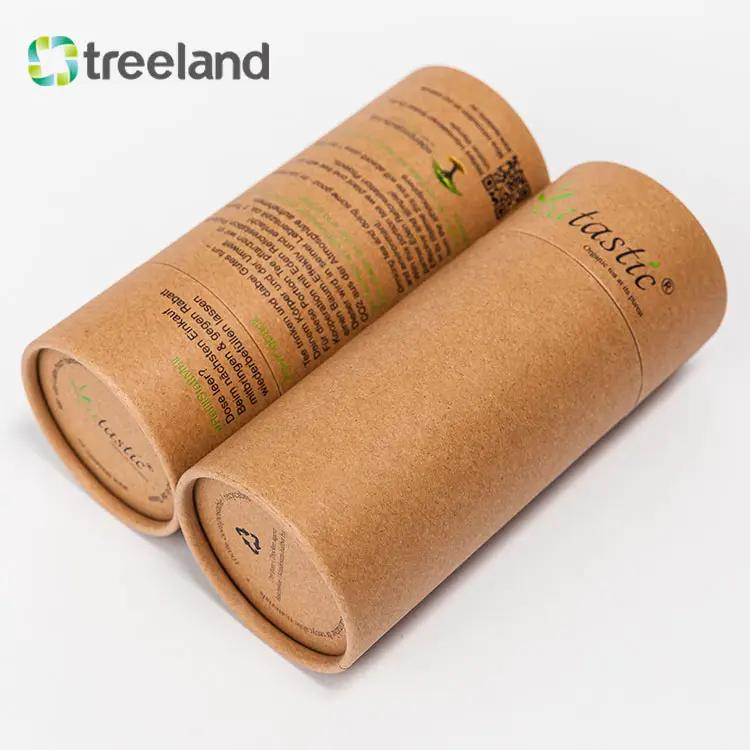 Biodegradable recycled kraft paper cylinder tea packaging boxes