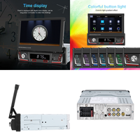 Podofo – lecteur MP5 de voiture à écran tactile rétractable HD, sans fil, Carplay, Android, autoradio, BT, EQ, FM, AM, RDS +, télécommande, 1din, 7 pouces