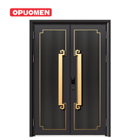 Porte d'entrée pivotante moderne de luxe en alliage d'aluminium avec prévention incendie pour appartement, villa, hôtel, usage extérieur