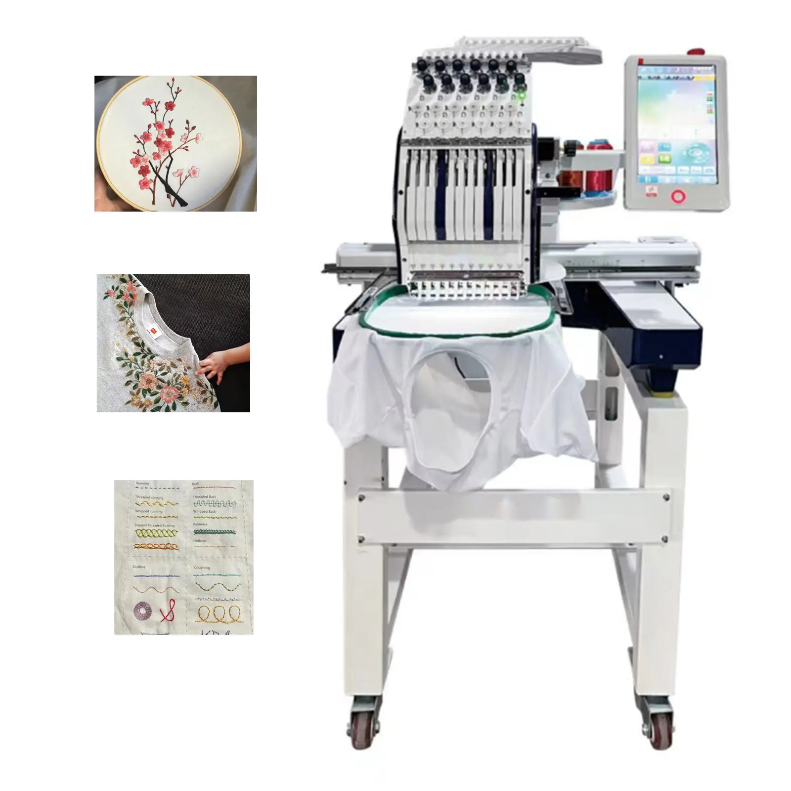 New Single Head Computer 1000rpm 12 15 20 Multi Needles Industrial Computerized Hat Logo T Shirt Cap Embroidery Machine for Sale