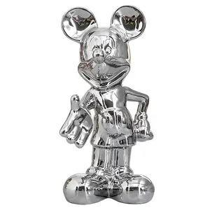 Modern simple plated gold silver white cartoon mouse sculpture decoration living room desktop sculpture