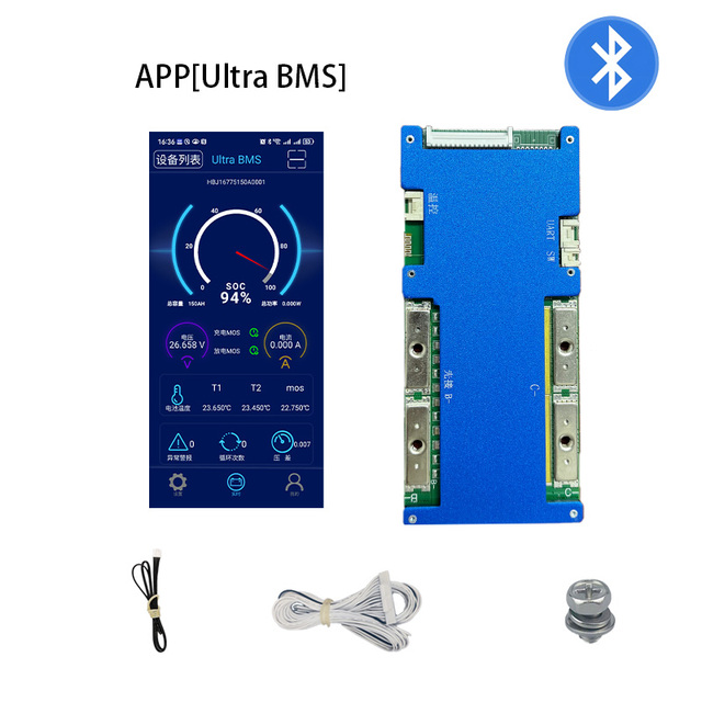 HBJ Smart BMS 8-16S 24V 48V 100A 150A 200A for LiFePO4 & Sodium-ion Battery with Bluetooth  for Solar Inverter Energy Storage