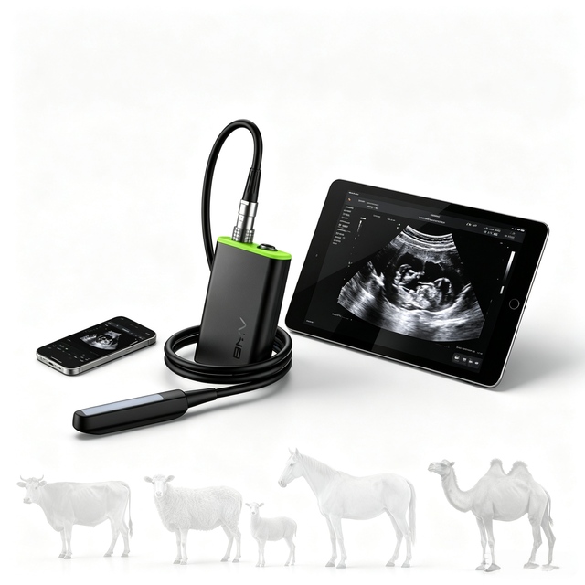 BestScan S7 Veterinary Ultrasound Scanner B/W Portable Works with Tablet or Phone 5 Probes for Cattle