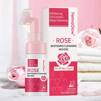 Nettoyant Moussant Visage à la Rose Fermentée pour Affiner les Pores, Nettoyage en Profondeur, Élimination du Sébum Excessif, Points Noirs et Pores Obstrués, Blanchissant