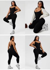 Ensemble <span class=keywords><strong>de</strong></span> survêtement côtelé grande taille pour femme, avec décolleté plongeant et dos ouvert, effet sculptant, vêtement <span class=keywords><strong>de</strong></span> sport élastique pour le <span class=keywords><strong>jogging</strong></span> en extérieur et l'entraînement en salle <span class=keywords><strong>de</strong></span> sport - Product Image 2